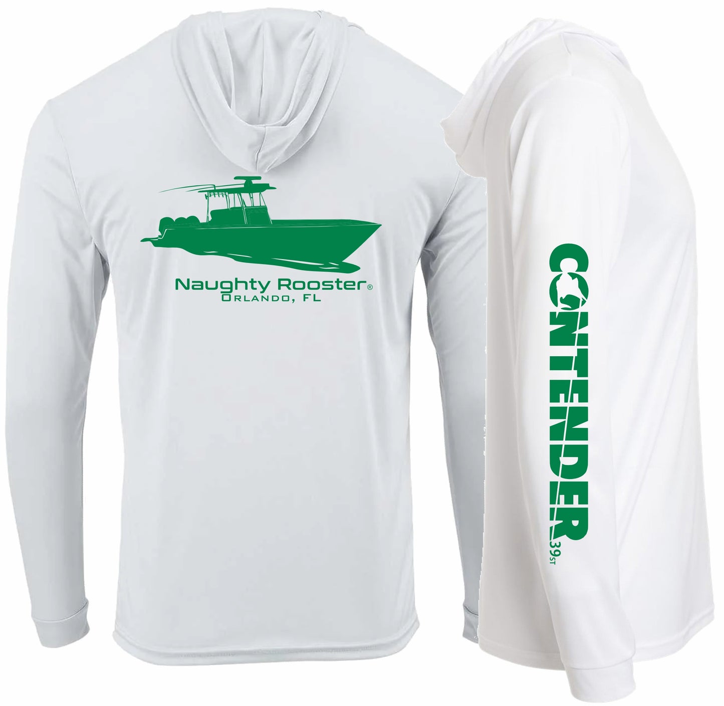 Long-sleeved hoodie (white with Kelly green logo)